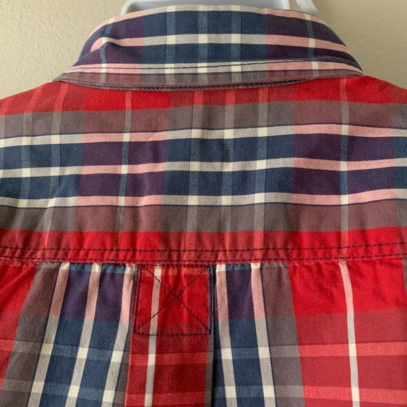 CREWCUTS cotton madras patterned shirt size 10 - Picture 6 of 12